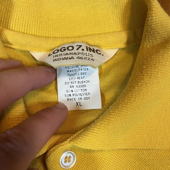 Vintage LSU Tigers LOGO7 Yellow Polo Shirt Embroidered Logo XL Tag Large Fit USA - Picture 3 of 6